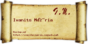 Ivanits Mária névjegykártya