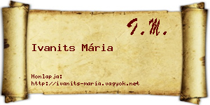 Ivanits Mária névjegykártya